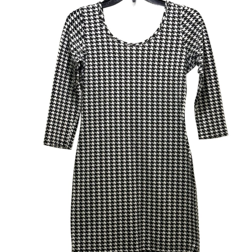Black | White Houndstooth Fitted Dress Size M